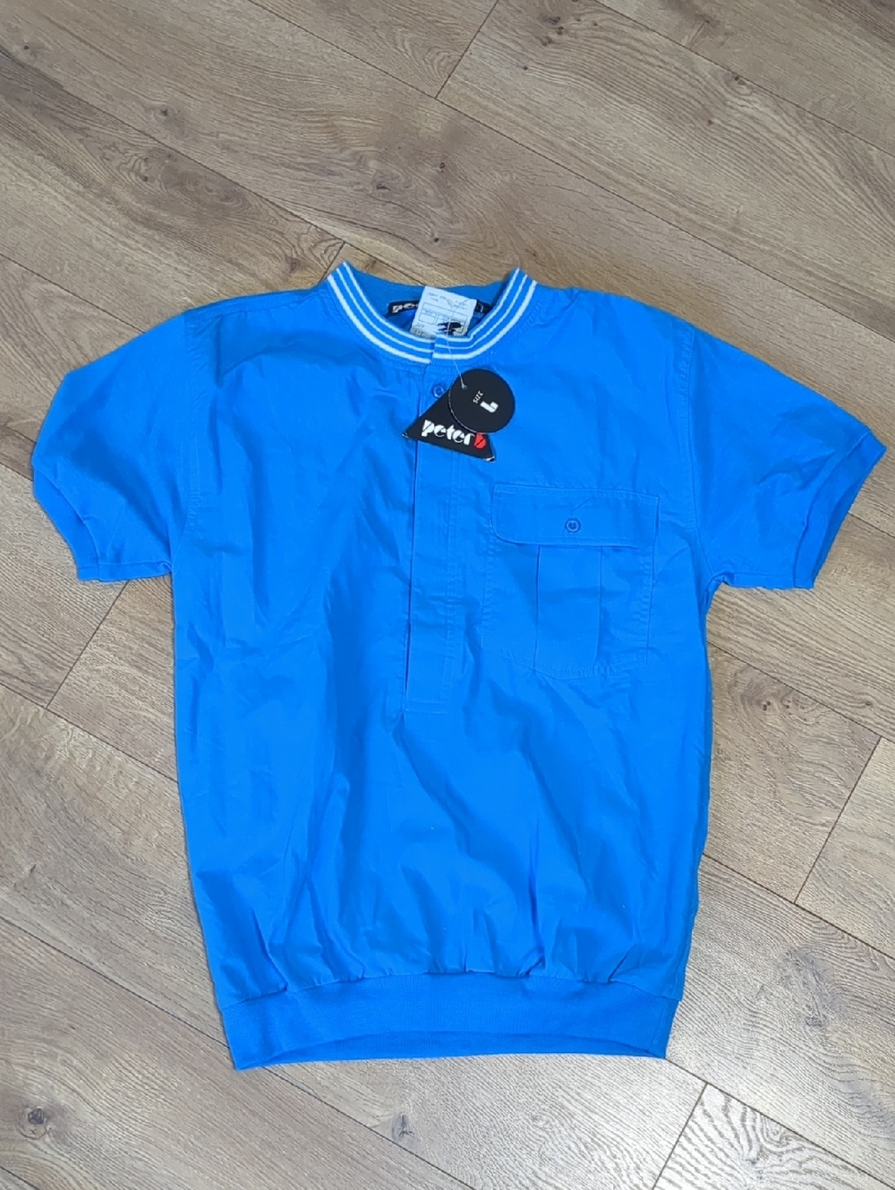Vintage 80s Peter B Surf Henley Blue Men’s Shirt, Size Large NWT